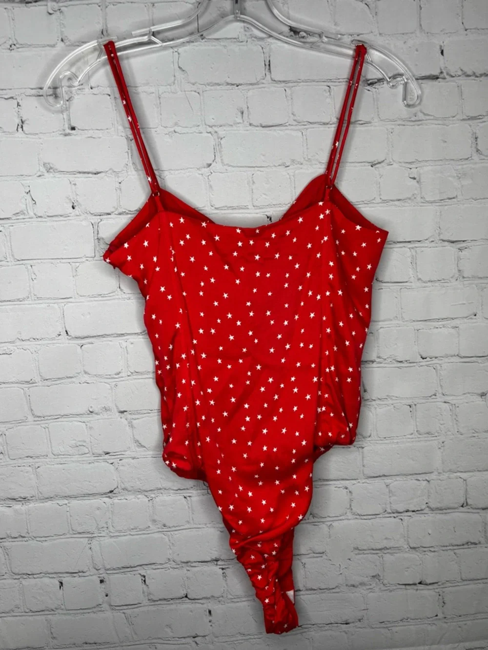 New Zara Satin Effect Stars Bodysuit Red Small NWT - Picture 6 of 8